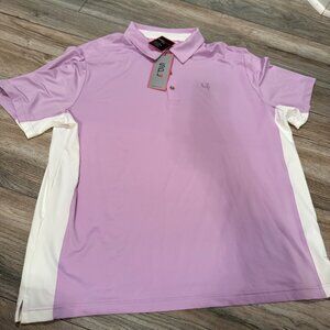 SHORT PAR 4 MENS PURPLE WHITE COLOR BLOCK SHIRT NEW GOLF POLO XL